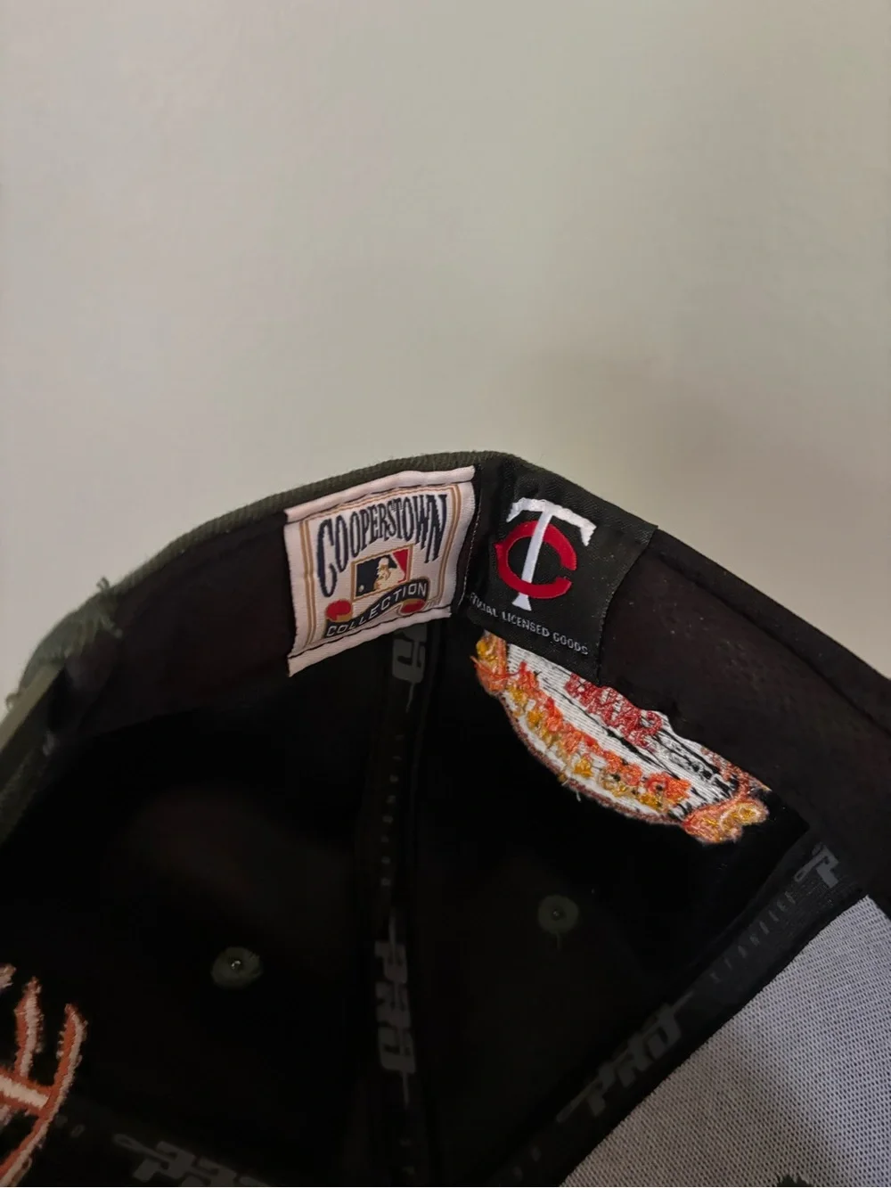Men's Olive Green Snapback Hat with Orange Embroidered Logo